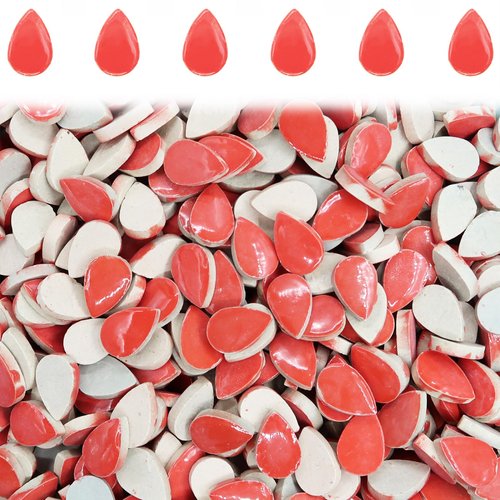 Red Mosaic Tiles Raindrops Shapes Mosaic Tile for Crafts Bulk, 50 Pieces Teardrop Shapes Mosaic Ceramic Tiles Multiple Colors Mosaic Ceramics Pieces for Mosaic Projects Home Decoration