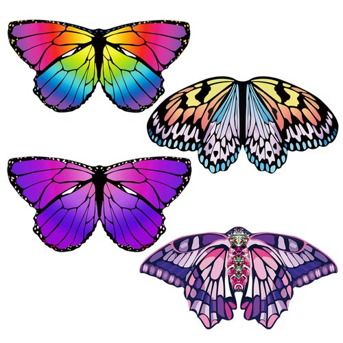 Creatoy Butterfly Costume Toddler, 4pcs Butterfly Wings Bulk for kids 3-9 Years Old Child Dress Up for Play Easter Party Favors