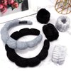 AOPRIE SPA Headbands for Washing Face Makeup Headbands with Bow Hair Band Women Facial Head Band Wrist Towel Wraps For Shower Face Mask Gray Black, 6 Pack