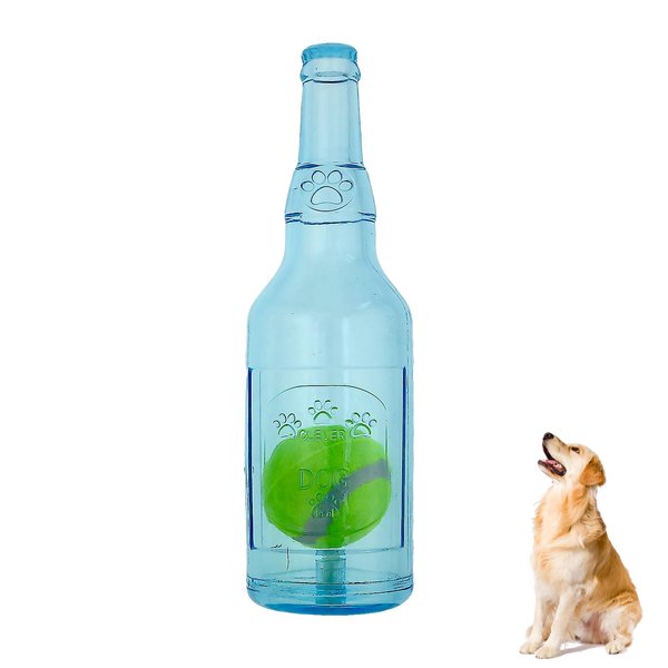MTNSPTCR Beer Bottle Dog Chew Toy with Tennis Inside, Funny Squeaky Dog Chew Toys Teeth Grinding Toy, Interactive Wine Bottle Dog Toy Teeth Cleaning Toy for Dogs Puppies Aggressive Chewers