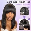 Starmo Bob Wig with Bangs Human Hair Wigs Glueless Wigs Straight Layered Bob Wigs with Bangs 4x2 Transparent Lace Bob Wigs Black for Women 14 Inch