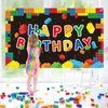 Building Blocks Party Decorations Colorful Blocks Birthday Backdrop Photography Children Kids Building Blocks Theme Party Supplies