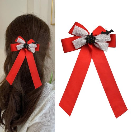 Hair Bows for Girls Women Halloween Hair Clips for Women Girls Red Bowknot Hair Clip Barrette for...