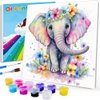 WEMEON Elephant Paint by Numbers Kit for Kids with Framed- Easy Paint by Numbers Kit for Kids Age 4-12, Simple Painting Paint by Numbers for Gift Home Wall Decor(10x10Inch)