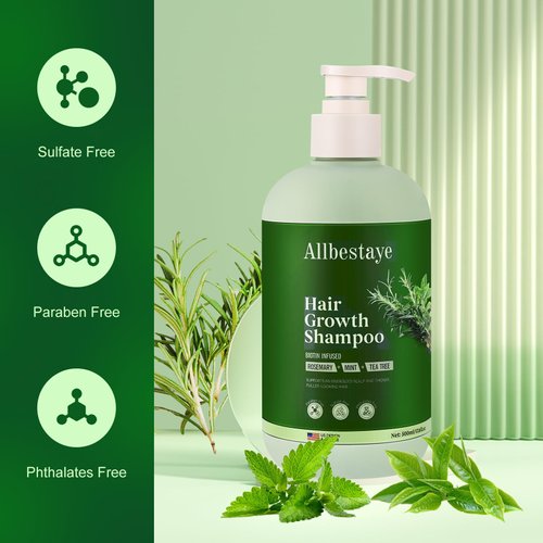Rosemary Hair Growth Shampoo, Shampoo for Hair Loss, Biotin Shampoo for Thinning Hair for Women and Men, Rosemary Mint Hair Thickening Shampoo with Tea Tree Oil 16.9 Fl.Oz