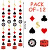 Chinco 12 Pcs 78.7 Inch Casino Theme Party Decorations Casino Foil Hanging Party Decoration Poker Decorations Poker Ceiling for Birthday Party Supplies Decor(Simple Style)