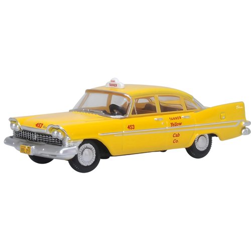 Oxford Diecast 1959 Plymouth Belvedere Taxi Yellow Tanner Yellow Cab Co. 1/87 (HO) Scale Diecast Model Car 87PS59002