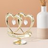 Matashi Gift for Mom - 24K Gold Plated "Happy Anniversary" Inscribed Double Heart Table Top Ornament w/Clear Crystals - Wedding Anniversary Giftss for Her - Cake Topper & Mother's Day Gift