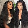 Nuocheng Deep Wave Lace Front Wigs Human Hair 13x4 Curly Wave Lace Frontal Wigs Human Hair For Women 180% Density HD Transparent Glueless Wigs Human Hair Pre Plucked with Baby Hair (22inch)