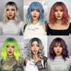 MUPUL Ombre Purple Wig Short Body Wavy Bob Wigs for Women With Bangs Shoulder Length Synthetic Cosplay Party Wig for Girls Daily Use Colorful Wigs