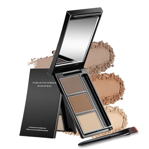 Eyebrow powder, 3-color eyebrow palette makeup to enhance eyebrows, eyebrow color powder with mirror for neutral eye makeup (2#)