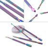 Dr.Pedi Cuticle Pusher and Cutter Nail Cleaner Tool Nail Cuticle Remover Tool Stainless Steel Double Ended Manicure Pedicure Kit in Storage Tin Box Nail Art Remover Tools 4 PCS, Color Gradient
