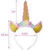 WEEPA 12Pcs Unicorn Party Supplies Gold Glitter Unicorn Headband with 3 Flower Ears Unicorn Party Hats for Unicorn Party Decorations, Birthday Party, Baby Shower