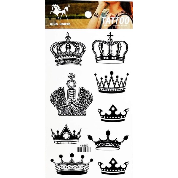 PP TATTOO 1 Sheet Crown Imperial King Queen Temporary Tattoos Sticker for Women Men Body Art Sexy Fake Stickers Removable