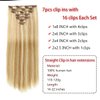 Houlud Straight Clip in Hair Extensions Human Hair 14 Inch 110g 7pcs Clip in Hair Extensions Brazilian Remy Human Hair 16 Clips Double Weft Human Hair For Women (14 Inch, 18P/613)