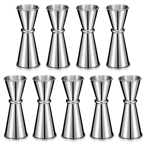 9 Pieces Jigger for Bartending Cocktail Jigger 2 oz 1 oz, 304 Stainless Steel Shot Glass Measuring Cup Shot Measure Jigger Double Japanese Jigger for Bartender Bar Supplies
