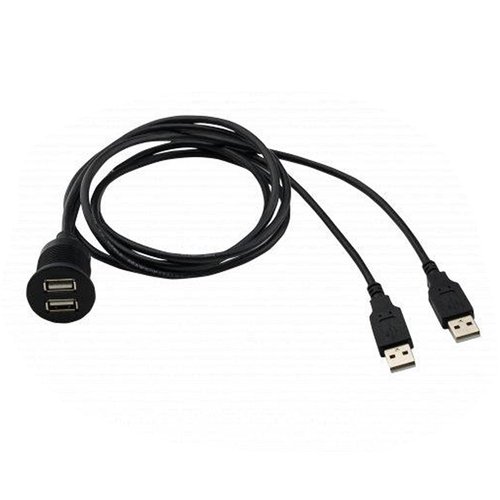 STINGER SSUSB2 Panel Mount Dual USB Cable with Multi Mount Accessories 4ft
