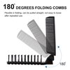 uxcell 5 Pcs Plastic Folding Hair Brush, Black Double Headed Hair Straight Combs, Foldable Anti-Static Hair Fine Teeth Comb for Women Men,Travel Hairdressing Tools for Cutting,Home,Barber