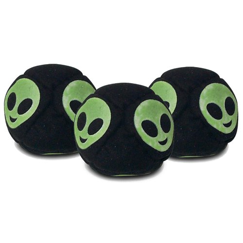 World Footbag Alien Glow-in-The-Dark Hacky Sack Footbag - 3 Pack,Black
