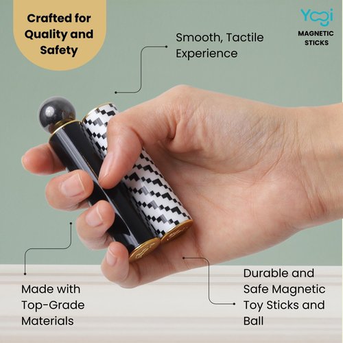 Yogi Magnetic Sticks - Premium Fidget Toys for Adults and Kids - Extremely Fun & Engaging, Uniquely Designed Magnetic Fidget Toy with Magnet Sticks and Ball, Ideal Desk Toy for Focus&Relaxation