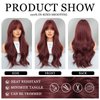 TRUMOST Long Wavy Wine Red Wig with Bang 28 Inch Burgundy Hair Synthetic Heat Resistant Wig Natural Maroon Dark Red Hair Heat Resistant Wigs for Women Daily Party Use