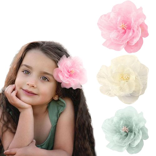 Paderison 3Pcs Hawaiian Flower Hair Clip for Women Flower Hair Clips Hair Flower Clips with Pearl...