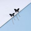 Sttiafay Punk Black Butterfly Drop Earrings Acrylic Butterfly Tassel Chain Earrings Silver Long Butterfly Earrings Black Butterfly Stud Earrings Jewelry for Women
