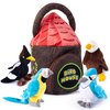Talking Plush Audubon Birds | Audubon Stuffed Bird | Talking Bird Toy | Audubon Bird Stuffed Animals | Plush Birds with Authentic Sound | Includes 4 Talking Birds | Plush Bird House Shaped Carrier