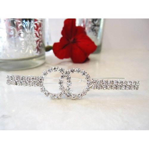 lnfiniti shaped crystal hair barrette clip bridal clip bridal barrette (Primary color: Silver)