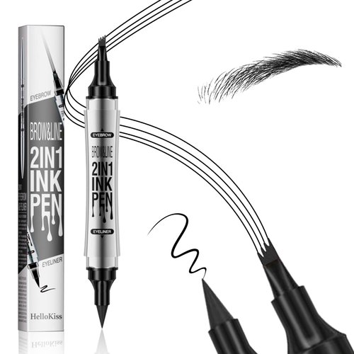 2 in 1 Magic Eyebrow Pencil, 3D Waterproof Long-Lasting Eyebrow Pencil Pen, 4 Tip Natural Fine Stroke Microblading Eyebrow Pencil (Black)