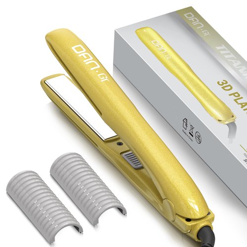 DAN Technology Travel Flat Iron, 3/4 Inch Titanium Plate, 2-in-1 Curling & Straightening Iron with Dual Temperature, Dual Voltage Mini Hair Straightener