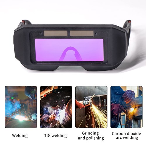 T TOVIA LCD Welder Glasses Safety Protective Solar Powered Auto Darkening Welding Goggles with Adjustable Shade, 2 Sensors Welder Glasses for TIG MIG MMA Plasma