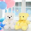 Tezituor Small Teddy Bear Stuffed Animals, Pack of 2 Cute Bear Plush with Bow Tie for Boy Girl Kids, White and Yellow Stuffed Bear for Baby Shower Christmas Valentines Day