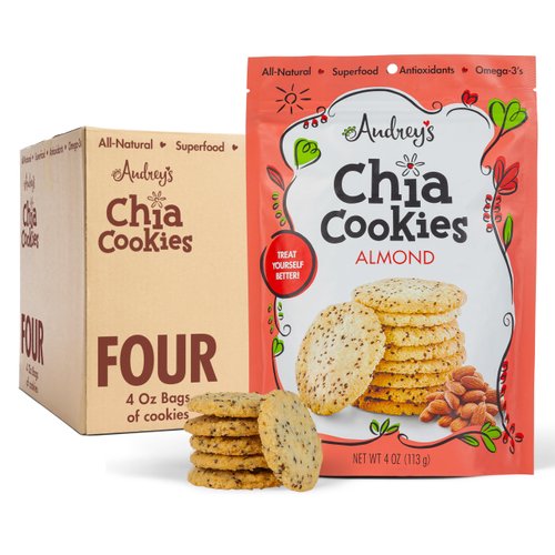 Audrey's Chia Cookies - (Almond, 4 Pack), Natural, Antioxidants, Omega-3's, Non-GMO