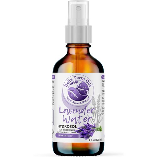 Bella Terra Oils - Lavender Toner for Face 4oz - Enriched with Vitamin C & D, Omega-6 Fatty Acids, Exquisite Hydrosol Blend for Skin Wellness