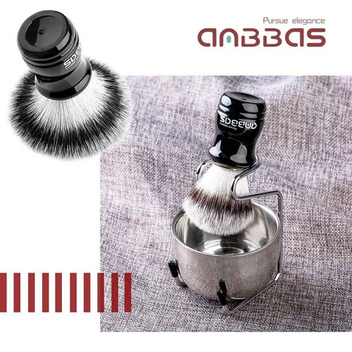 Anbbas Synthetic Badger Shaving Brush Set, 3IN1 Shaving Kit with Stainless Steel Shaving Stand and Bowl for Men Wet Close Shave