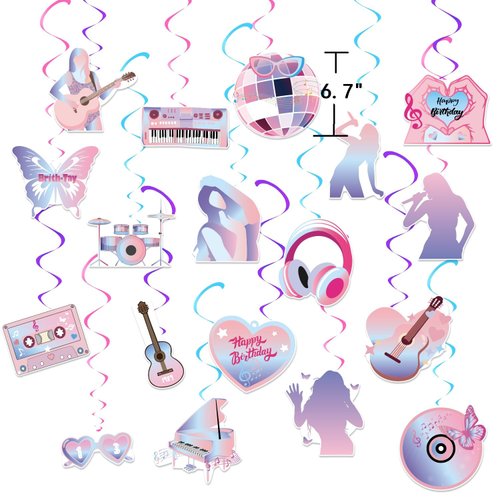 fmsao Birthday Party Decorations Singer Theme Party Supplies Hanging Swirls for Girls Birthday Decorations