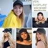 S-noilite 16" Baseball Cap with Hair Baseball Hats with Hair Attached Curly Wavy Cap Wig with Hair Extensions Adjustable Culry Baseball Hat Wig for Women (16" -Curly, Light Brown & Ash Blonde)