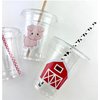Farm Party Cups, Barnyard Birthday Supplies, Plastic Disposable Cups with Lids and Paper Straws, Set of 12