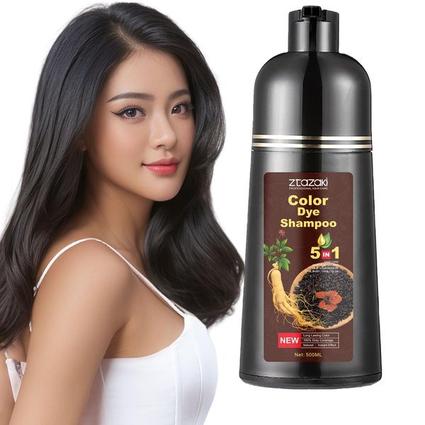 COSYAGE Black Hair Dye Shampoo for Gray Hair - 3 In 1 Hair Color Shampoo for Women, Natural Ingredients, Ammonia-Free, Champu Para Canas Mujer, Black (500mL,17.6 Fl Oz)