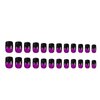 LBPEPAMZ Gradient Purple Press on Nails Short Square False Nails Black French Tips Glue on Nails Glossy Full Cover Acrylic Fake Nails Acrylic Nail Kit for Women Girls Daily Wear 24Pcs