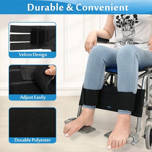 Wheelchair Foot Rest Straps Medical Safety Seat Belt Wheelchair Leg Support Restraints Harness for Elderly Dementia Patient Restraint Velcro Strap Prevent Sliding Leg Separator Wheelchair Accessories