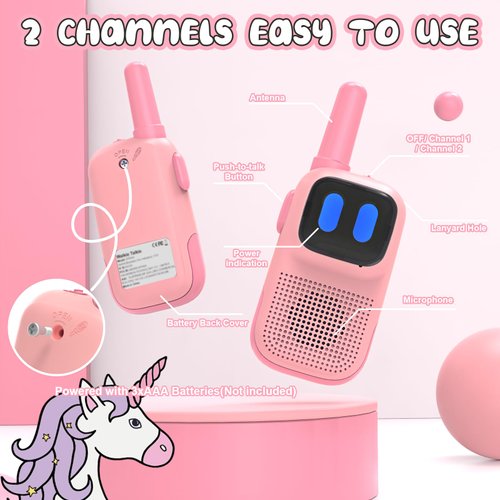 Holiky 3-5 Year Old Girl Birthday Gifts Toys, Toddler Walkie Talkies, Toys for 6-8 Year Old Girls Boys, Walkie Talkies for Kids 1000FT Range 2 Way Radio Toys for Yard Fun Outside Camping Hiking