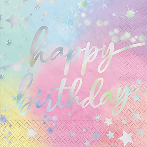 Luminous Hot-Stamped Luncheon Napkins (Pack of 16) - 6.5" x 6.5" - Pastel-Colored Paper Napkins with Foil Design - Perfect for Birthdays Celebrations & Unforgettable Events