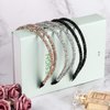 PAGOW 3pcs Double Crystal Side Hair Band, Rhinestone Diamond Vintage Turban Thin Hair Bands Hair Hoops Accessories for Women Girls (Black + Silver + Champagne)
