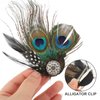 Veemoon 3pcs Butterfly Faux Peacock Feather Hair Clip with Artificial Pearl Rhinestones for Women, Bridal & Wedding Party