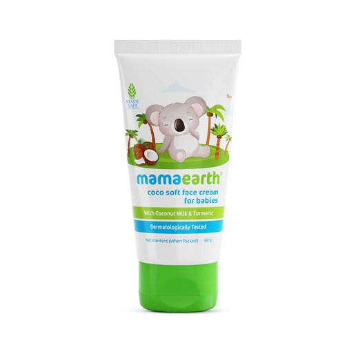 MAMAEARTH Coco Soft Face Cream for Babies | Gentle Moisturizer with Coconut Milk & Turmeric | Hypoallergenic & Safe for Delicate Baby Skin | 2.12 Oz (60g)