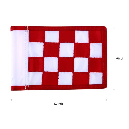 Golf Flag,Green Golf Flags,Solid Nylon and Checkered Training Golf Putting Green Flags, Indoor Outdoor Backyard Garden Portable Golf Target Flags,8.7inch*6inch (White-Red)