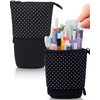 Sooez Pop Up Pencil Case, Cute Stand Up Durable Pen Pouch, Telescopic Kawaii Standing Spacious Pencil Pouch Portable Pencil Holder Bag for School Office (Black)