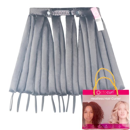 Octocurl Satin Hair Curlers to Sleep In - Heatless Curlers for Overnight Curls, Heatless Hair Curler, Heatless Curls Headband, Hair Curlers No Heat, Hair Rollers, Curlers for Medium Hair (Black)